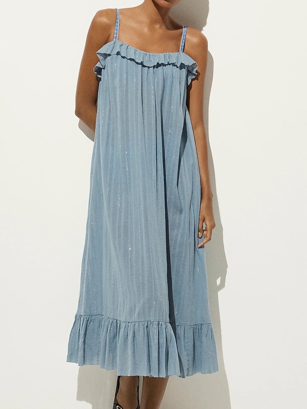 J Crew Ruffle maxi dress in cotton voile with Lurex metallic threads Size medium